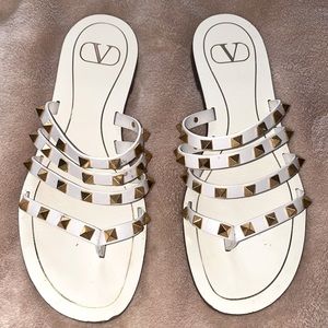 White Valentino rockstud sandals